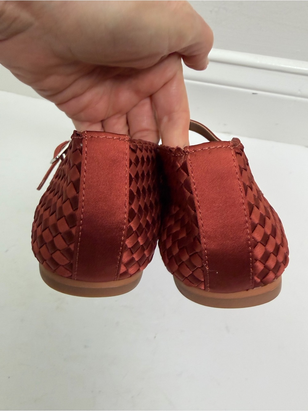 NEW Steve Madden Dreaming Mary Jane Ballet Flat In Warm Rust Satin Size 9 - Picture 6 of 13